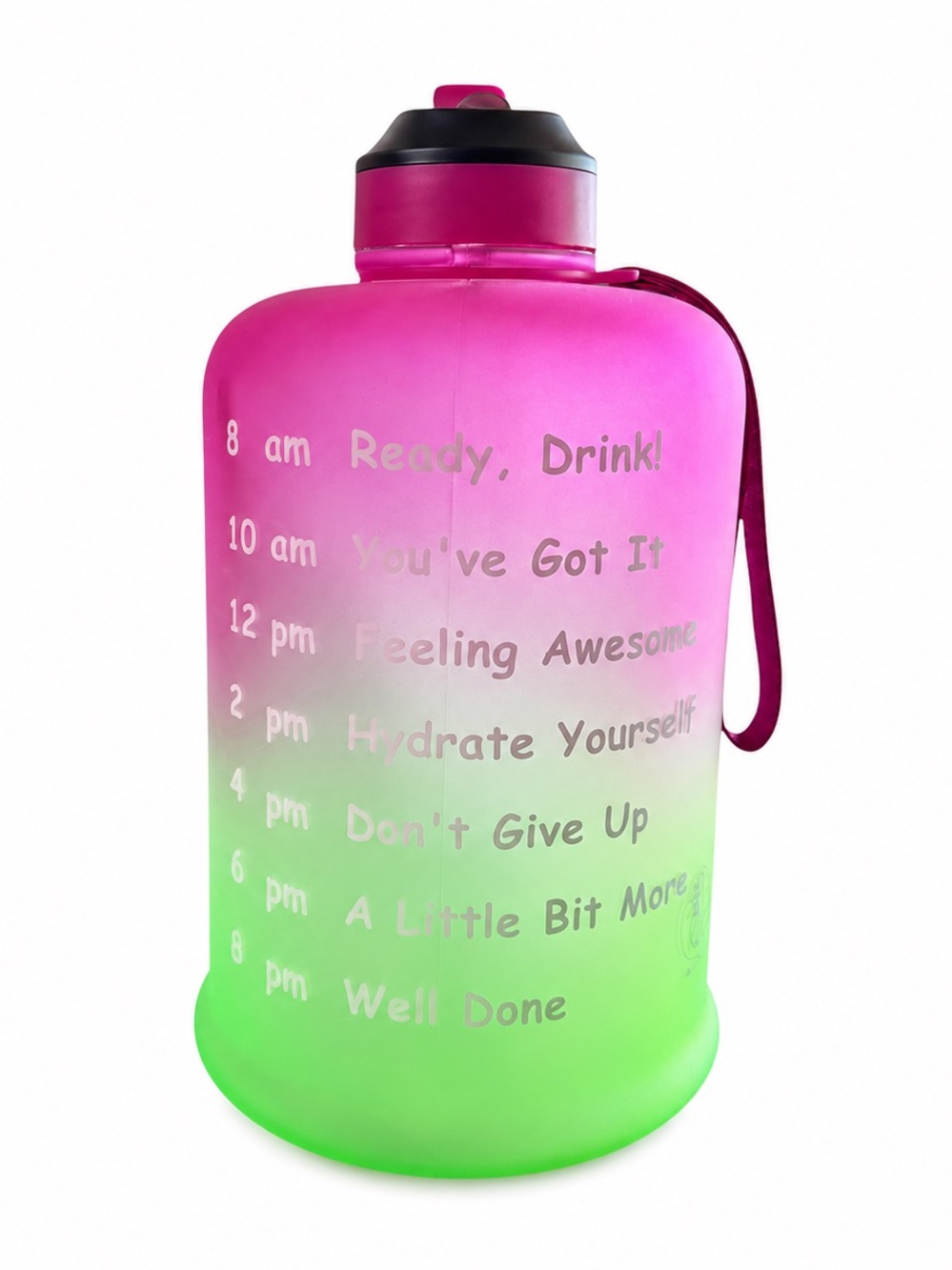 NEW AOMAIS Pink & Green 1 Gallon Motivational Time Marker Water Bottle 128 oz.